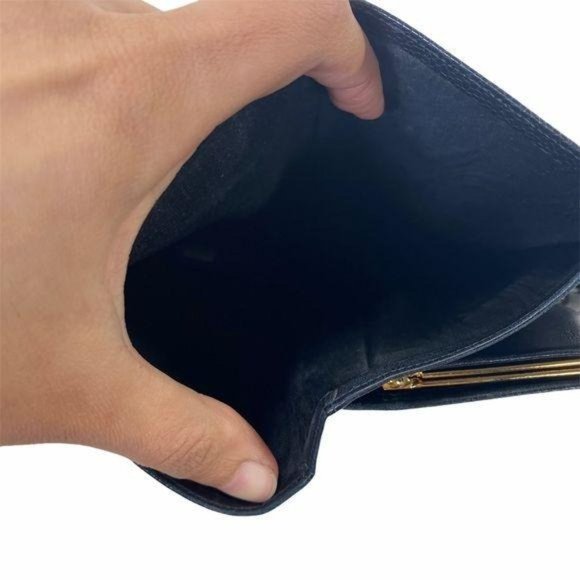 Authentic Chanel Wallet Long Black Caviar Skin Leather GG Vintage On Sale - Picture 8 of 11